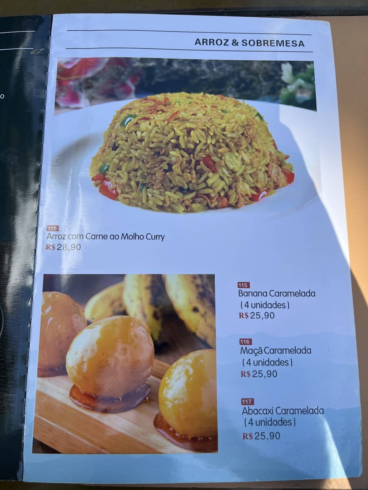 Restaurante Long cardápio