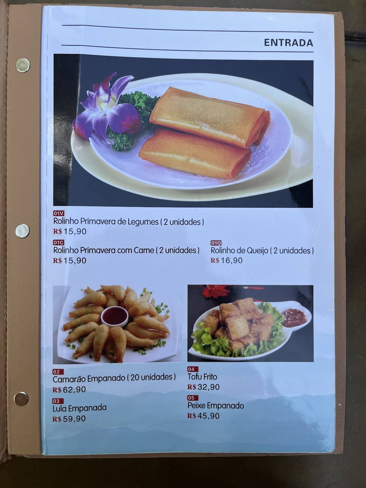 Restaurante Long cardápio