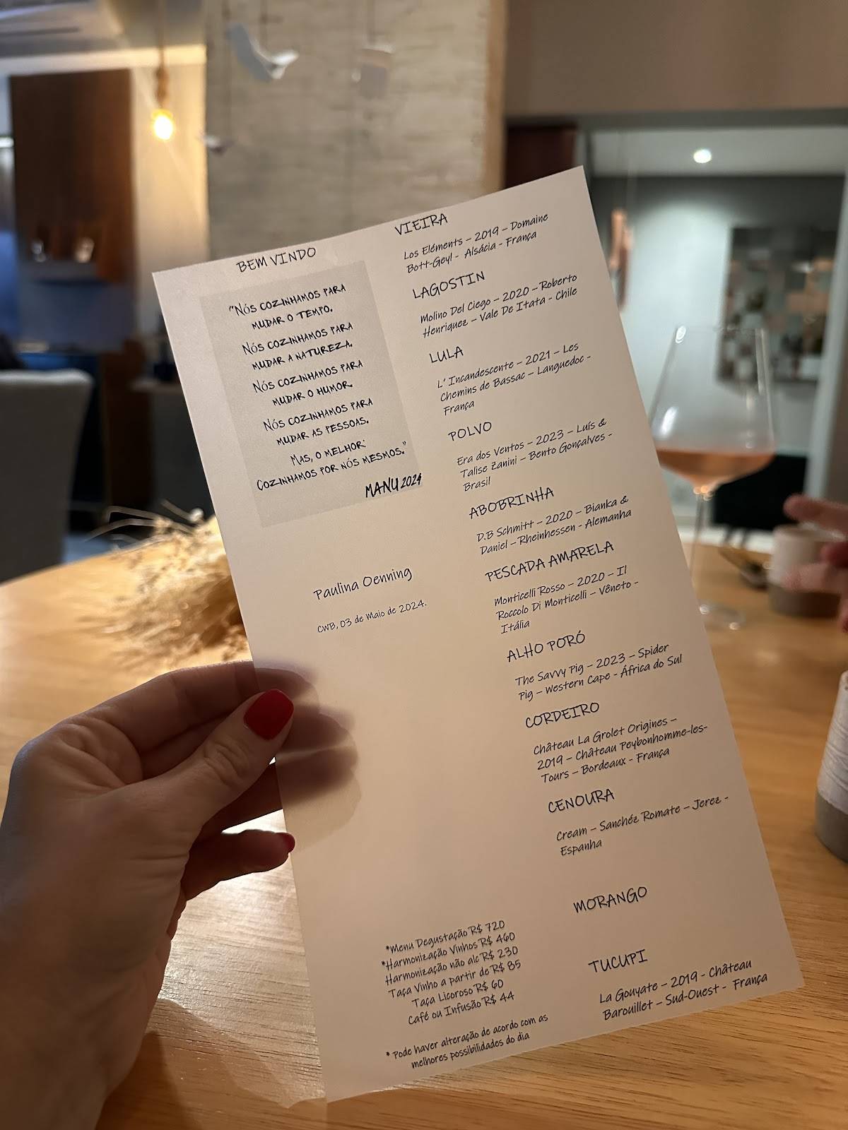 Restaurante Manu cardápio