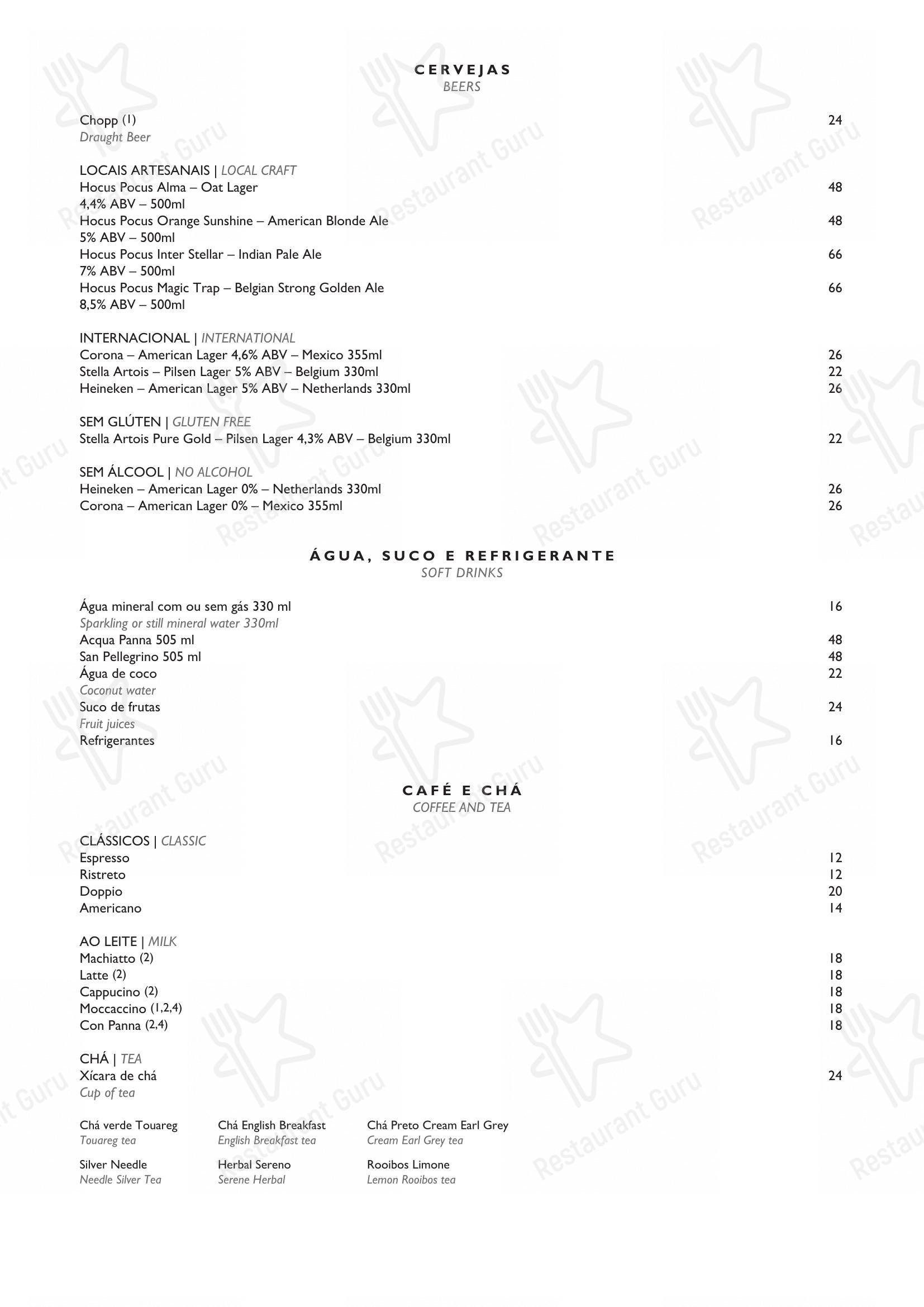 Крафт меню para Restaurante Mee - (Copacabana Palace) restaurante