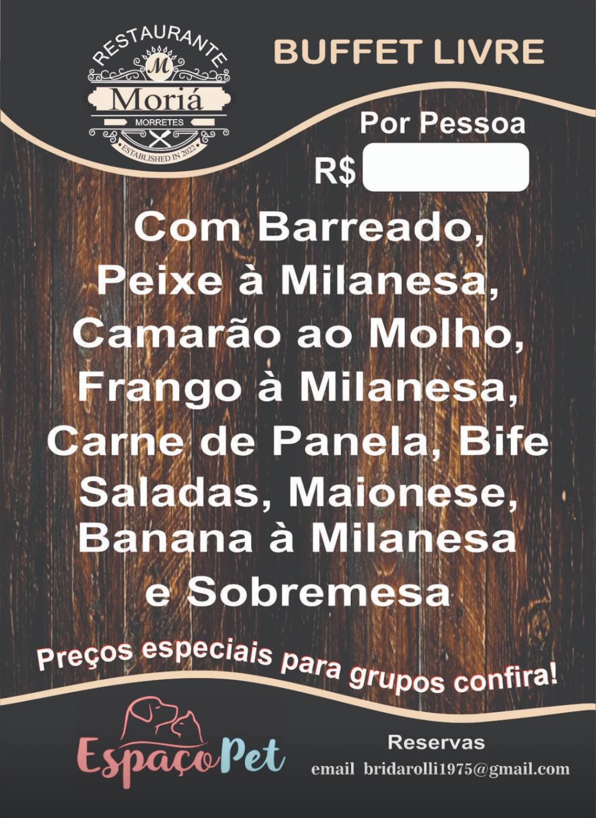 Restaurante Moriá cardápio