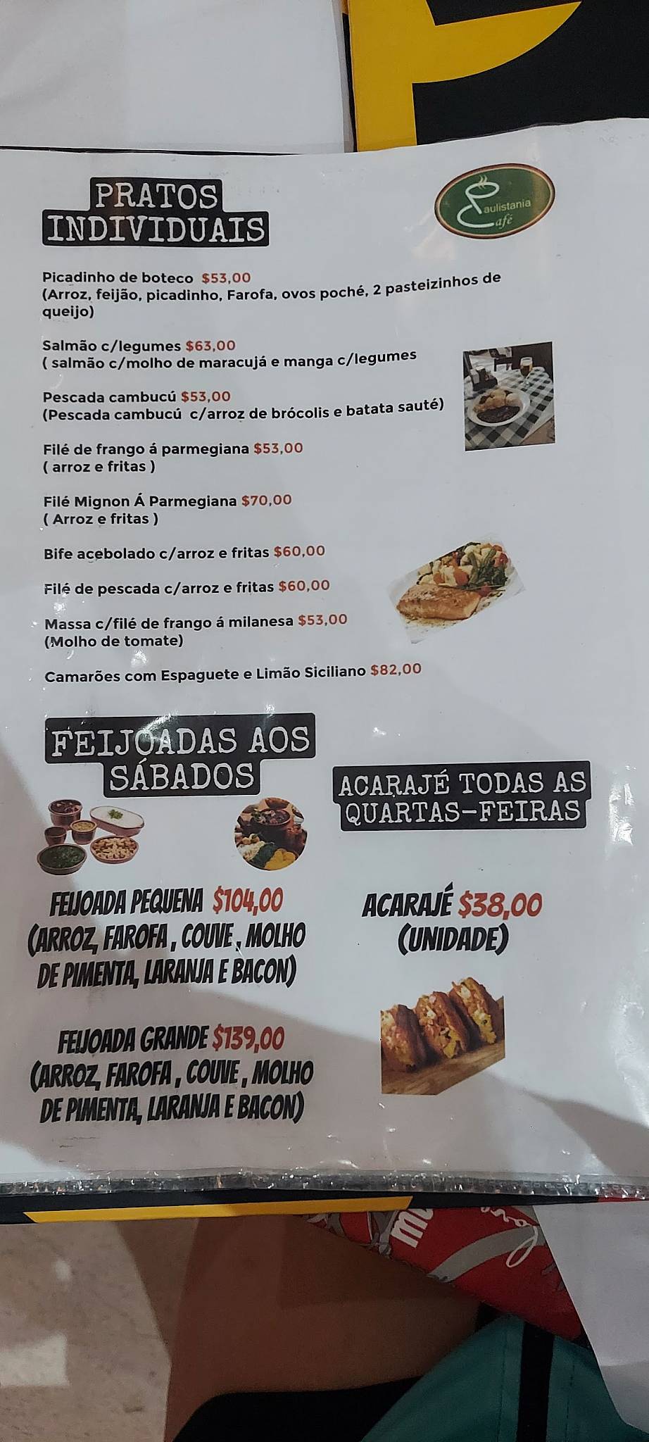 Paulistânia Café cardápio