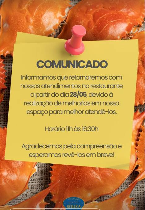 Restaurante Souza Peixes e Frutos do Mar cardápio