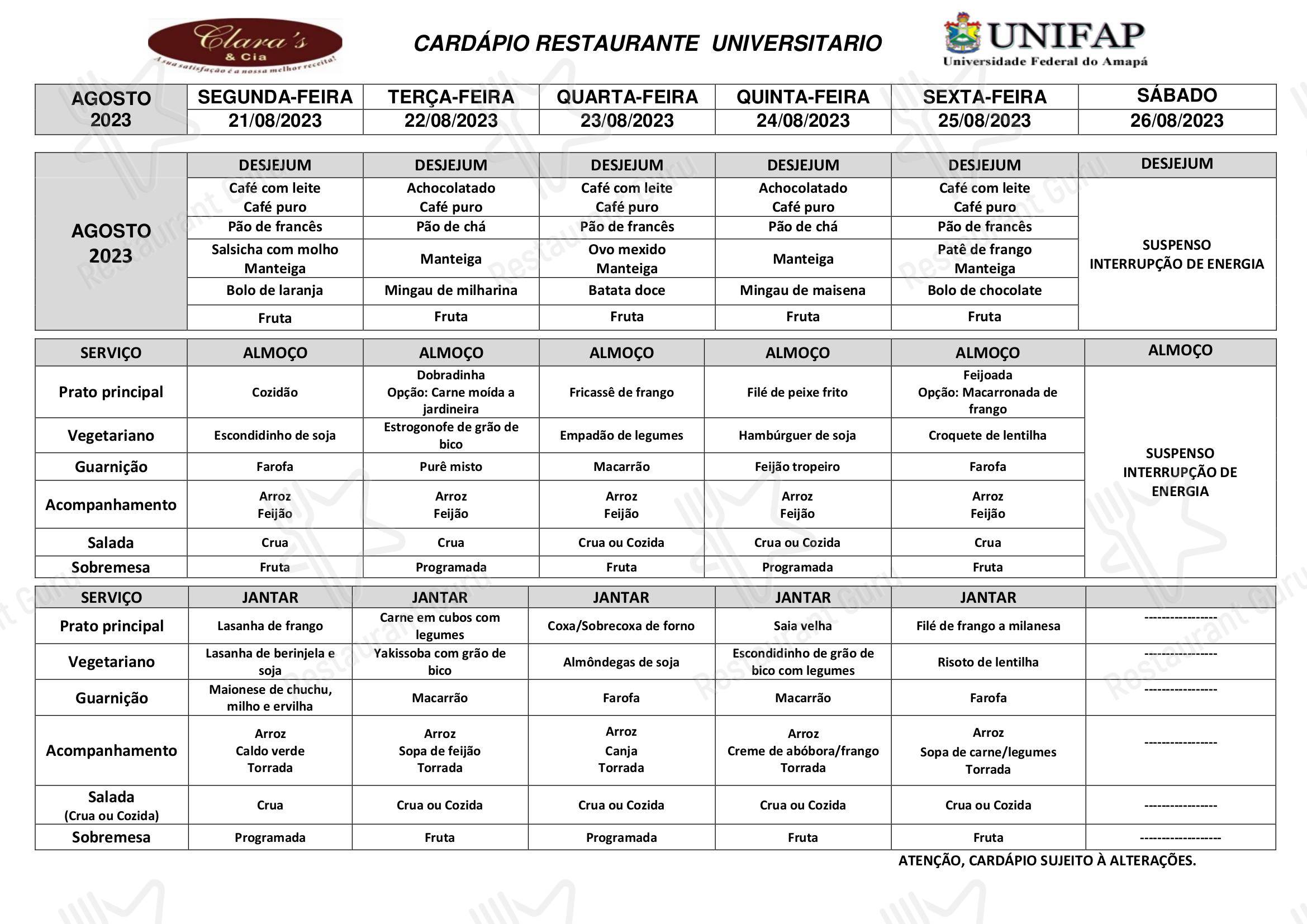 Restaurante Universitário - UNIFAP em Macapá - Catering order