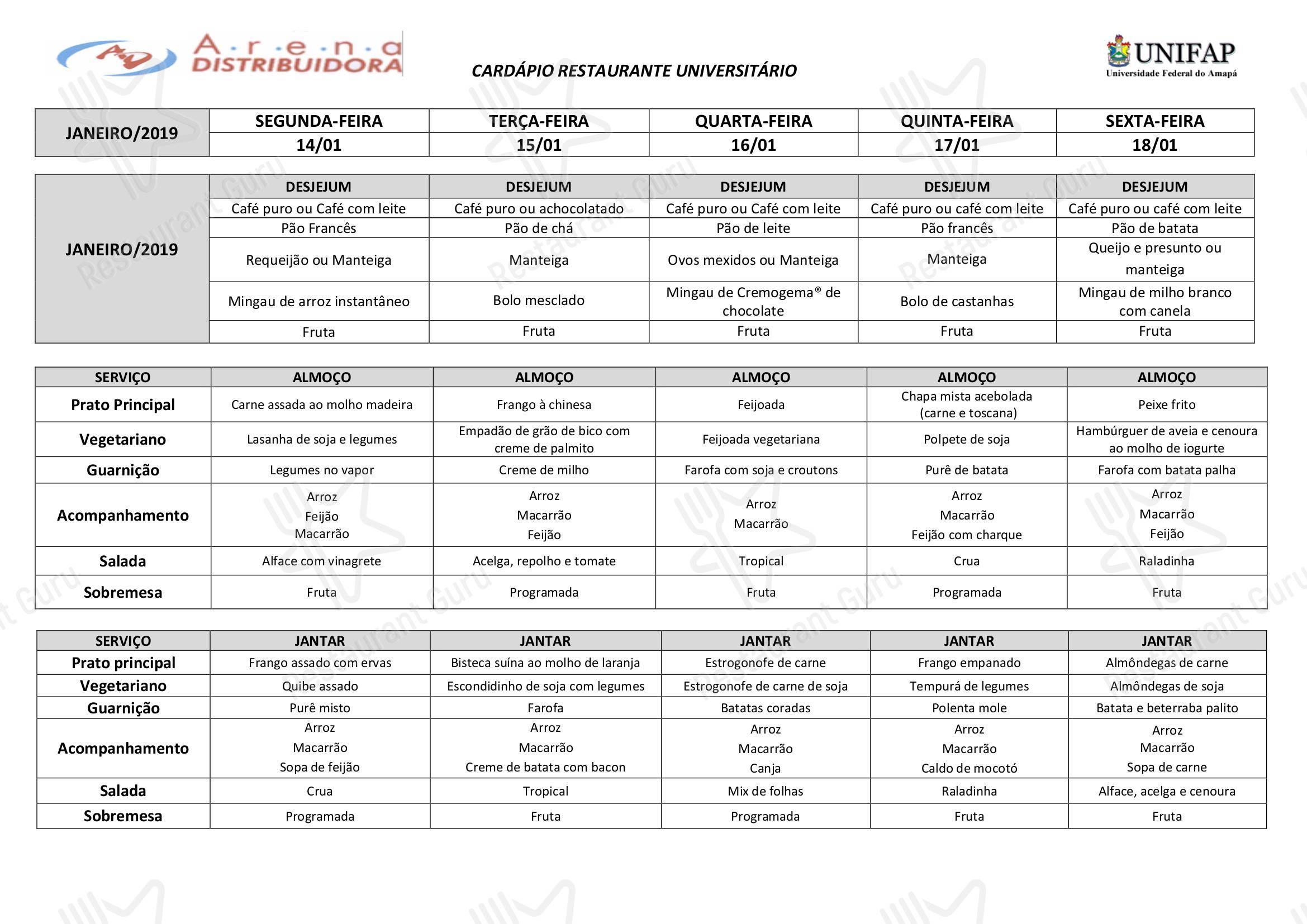 Wine and Beer Menu para Restaurante Universitário - UNIFAP em Macapá
