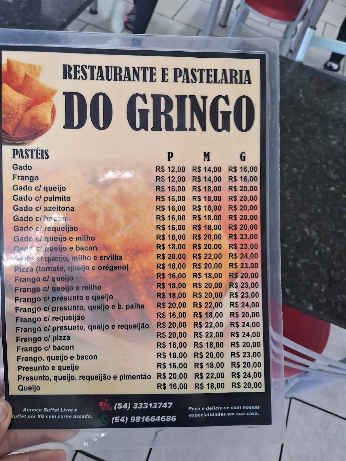 Restaurante do Gringo cardápio