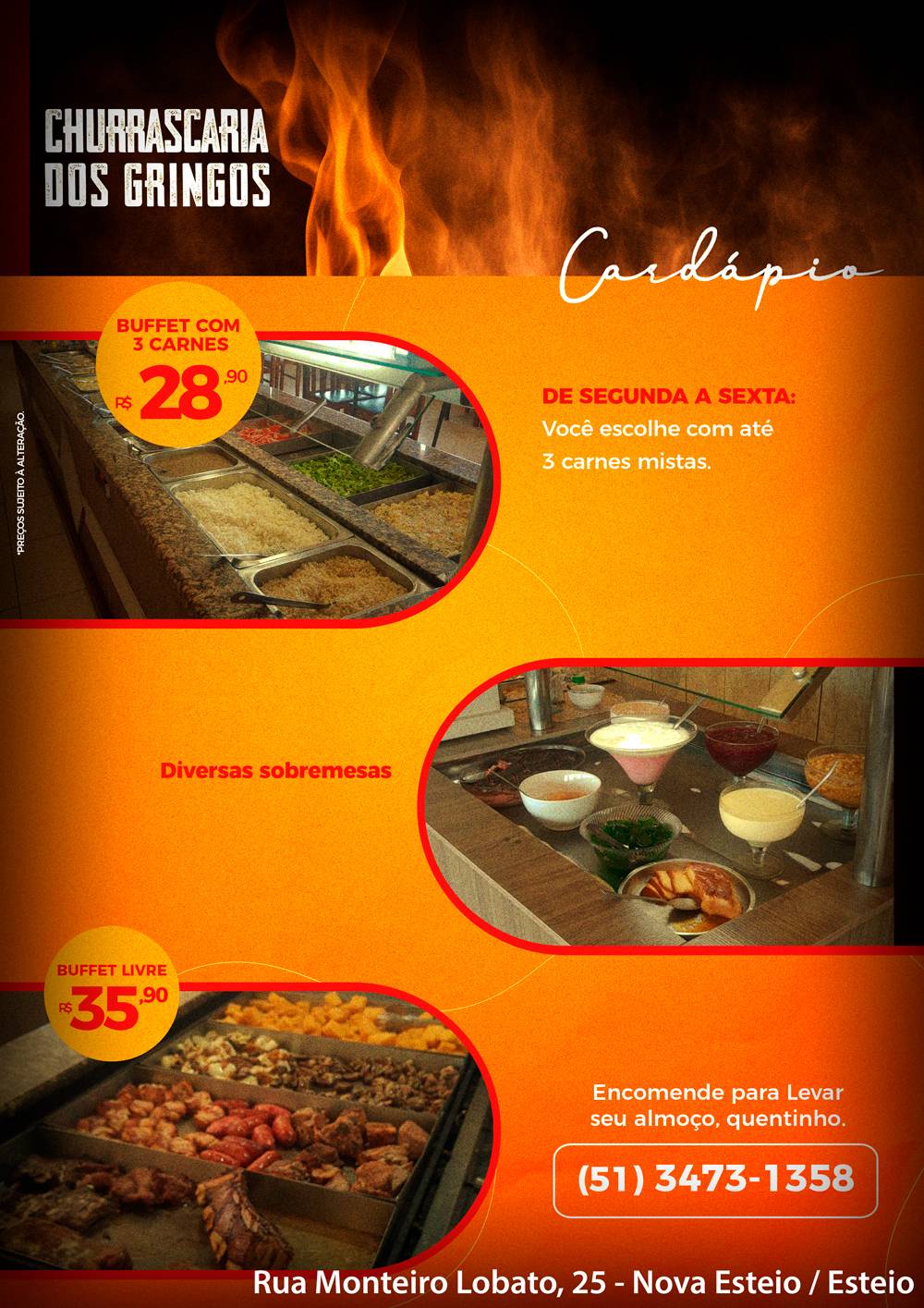 Restaurante e Churrascaria dos Gringos cardápio