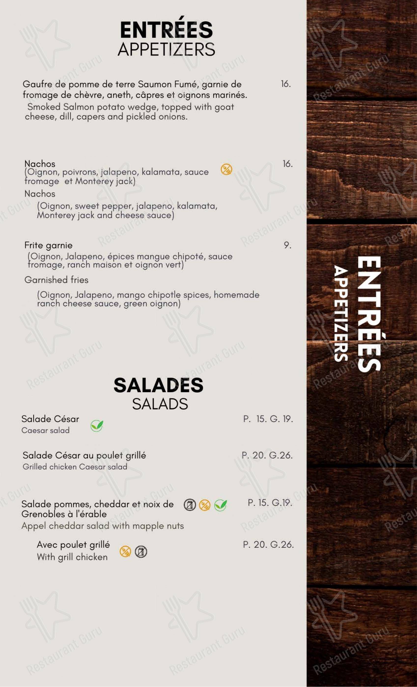 Menu pour Resto-Bar L'Imprévu & Resto La Terrasse - Menu bar