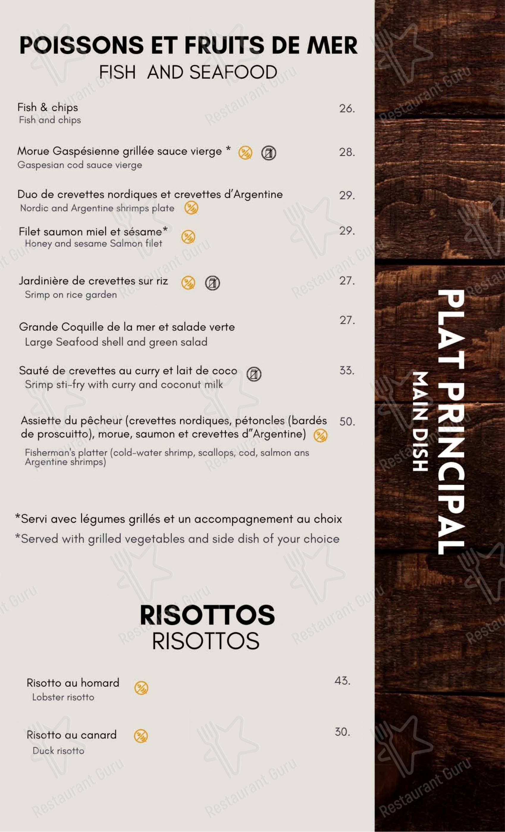 Menu pour Resto-Bar L'Imprévu & Resto La Terrasse - Menu bar