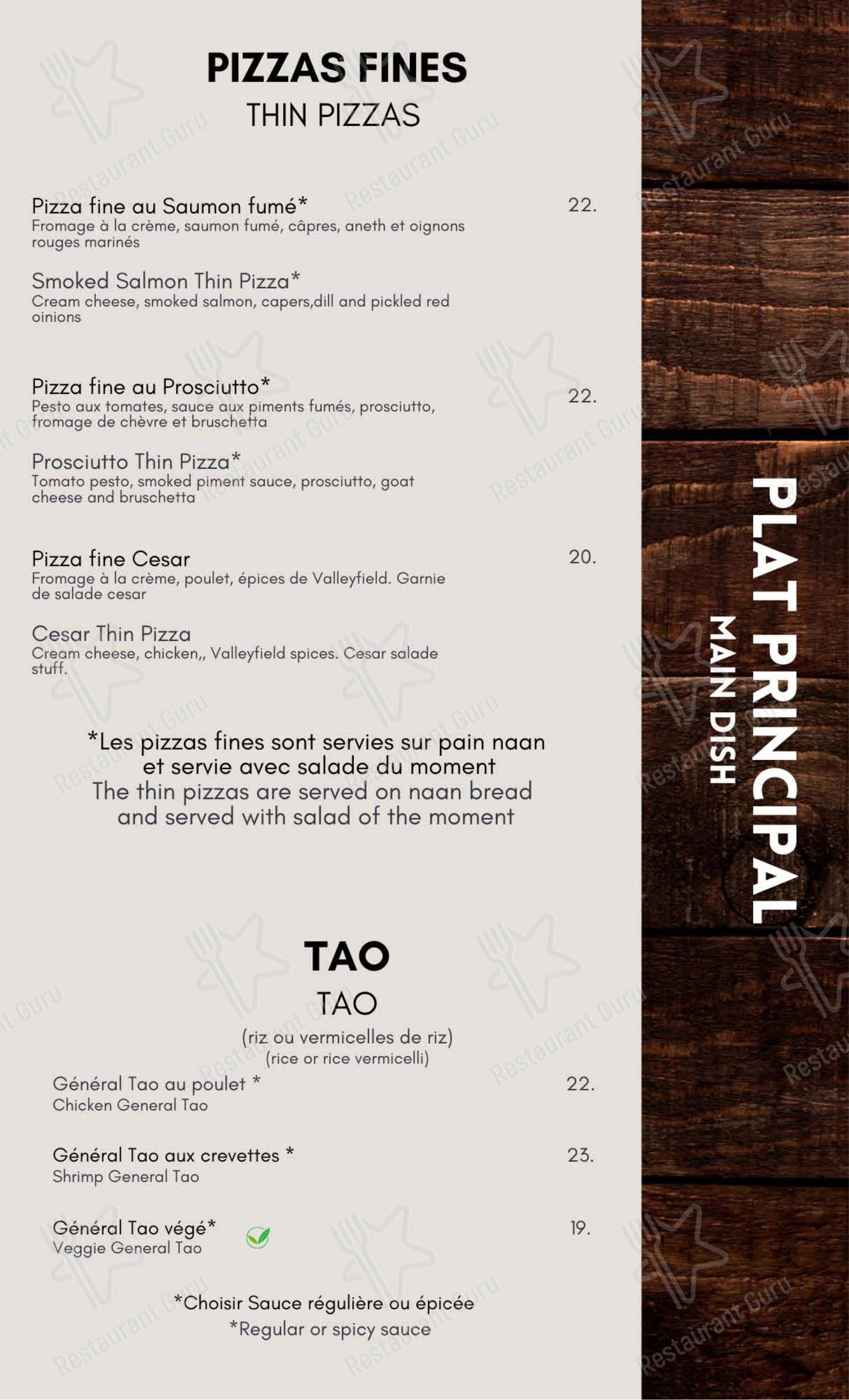 Menu pour Resto-Bar L'Imprévu & Resto La Terrasse - Menu bar