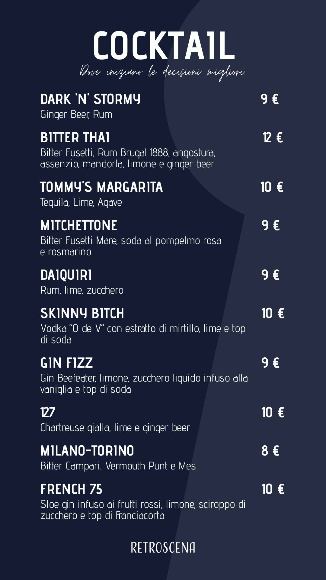 Menu di Retroscena 