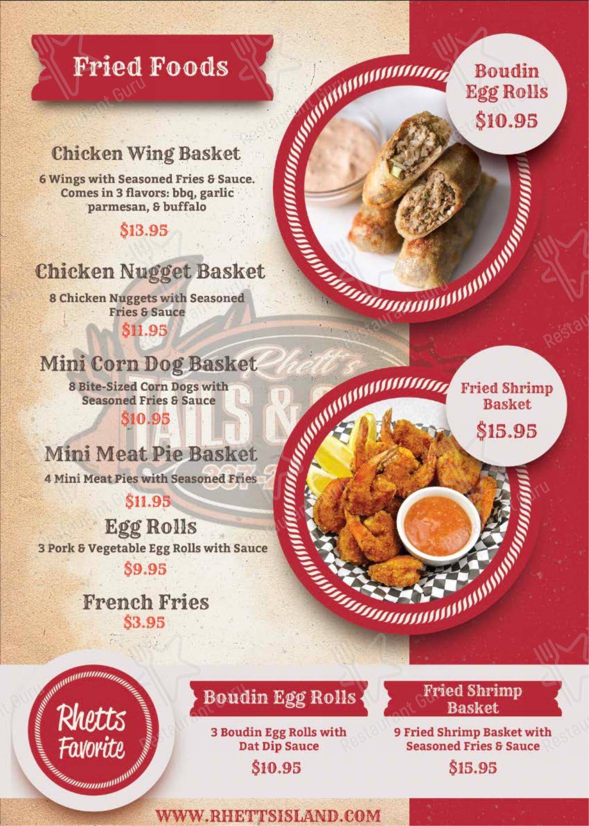 Menu at Rhett's Tails And Shells restaurant, Farmerville