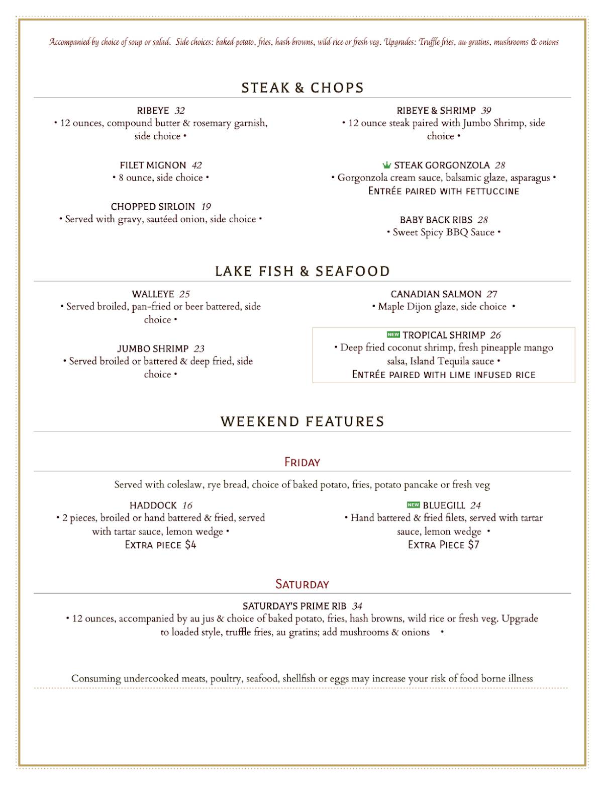 Menu at Rhinelander Pub, Rhinelander