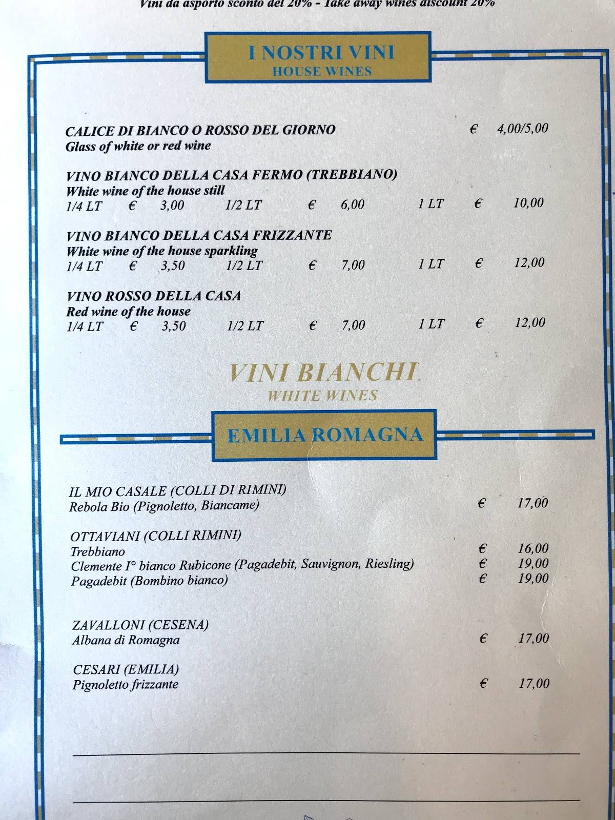 Menu di Novecento 