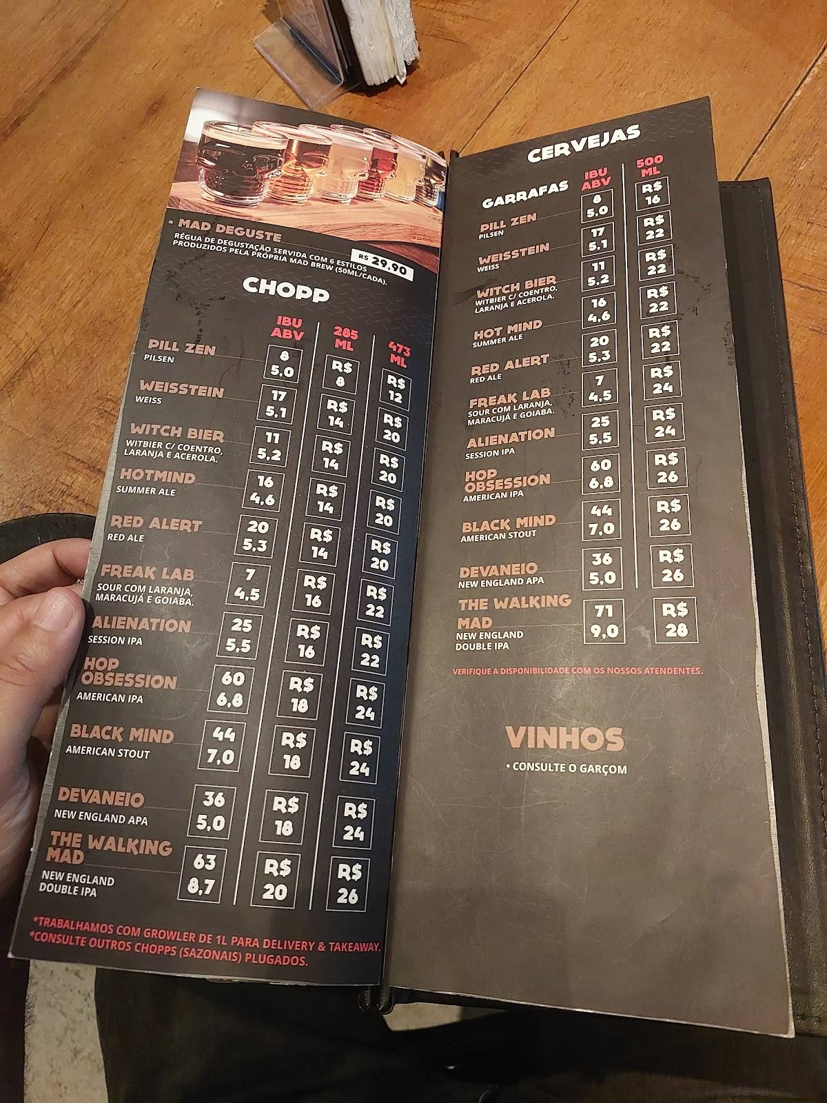 Mad Brew Ipanema - Tap & Steak House cardápio