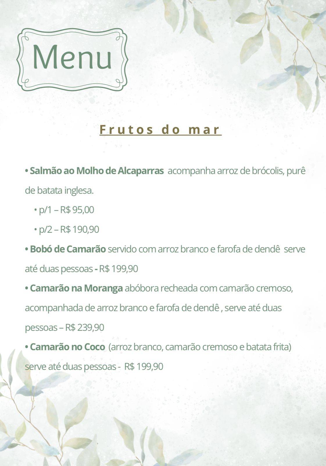 Oásis Gastrolounge cardápio