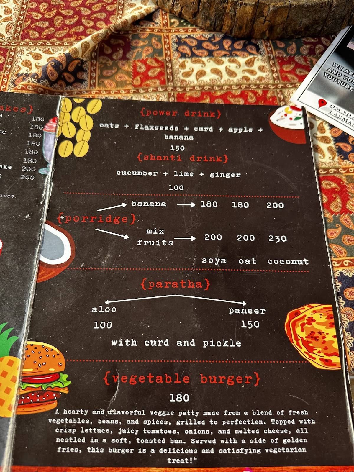 Om Shanti Shanti Cafe menu