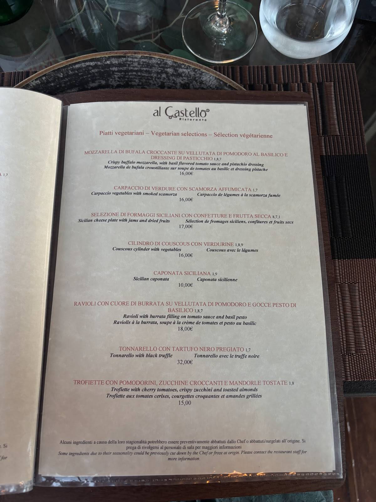 Menu di Ristorante Al Castello 
