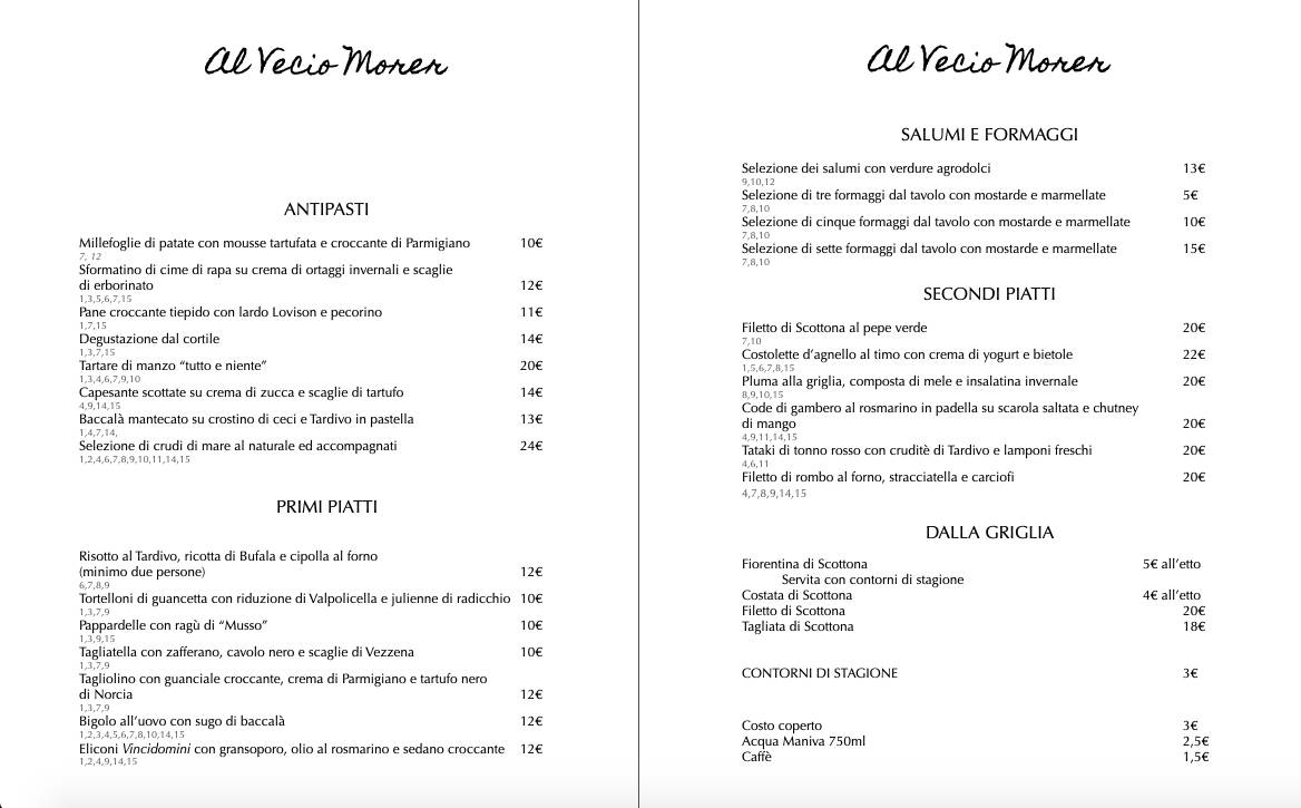 Menu di Ristorante "Al Vecio Morer" 