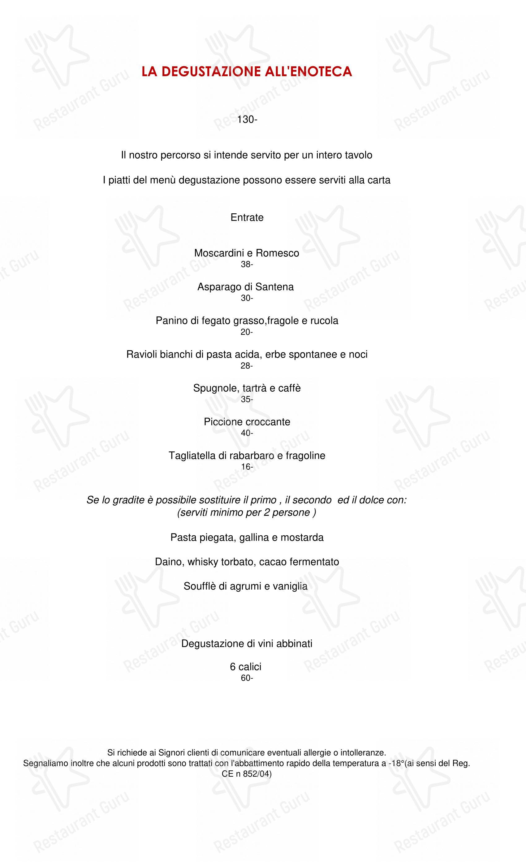 Menu bar per All'Enoteca in Canale