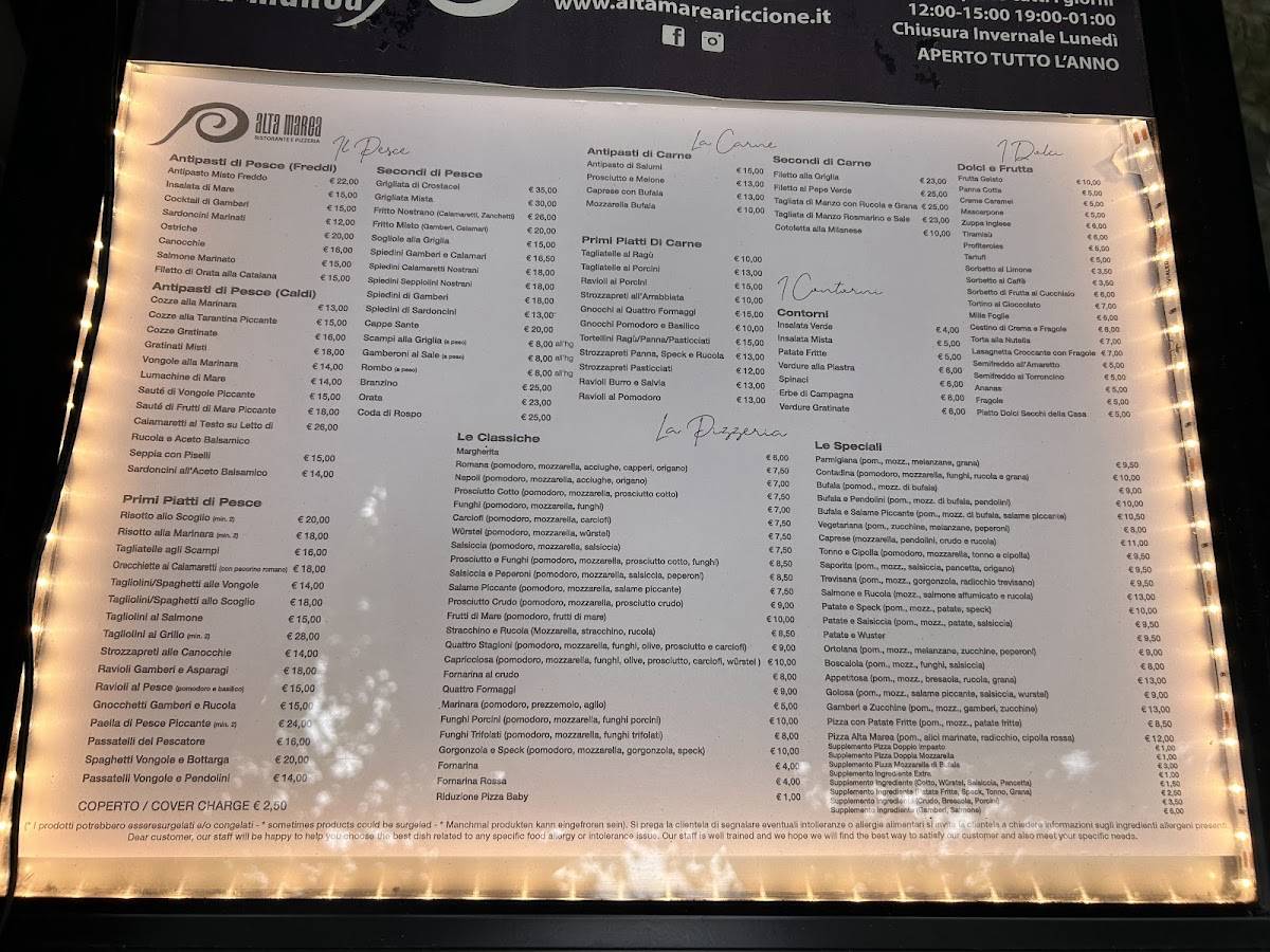 Menu di Ristorante Alta marea 