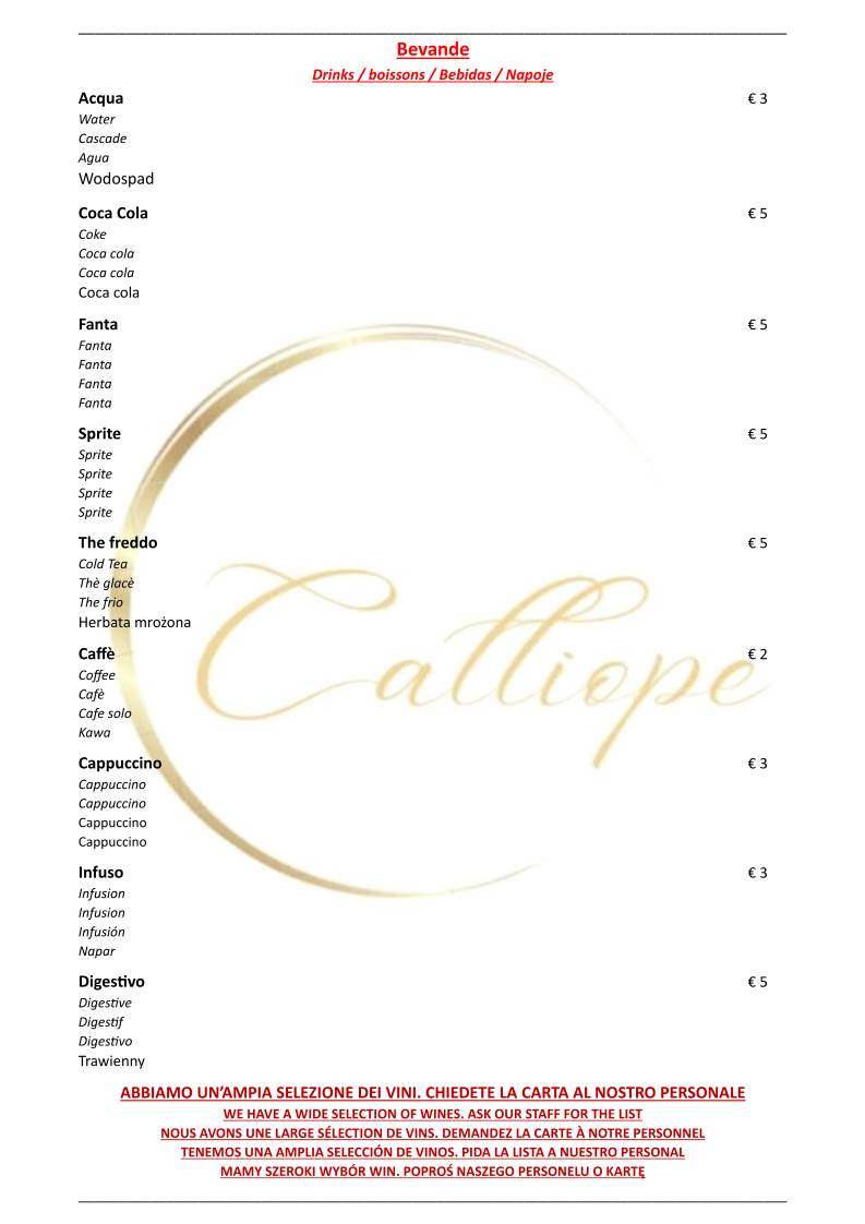 Menu di Ristorante Calliope 