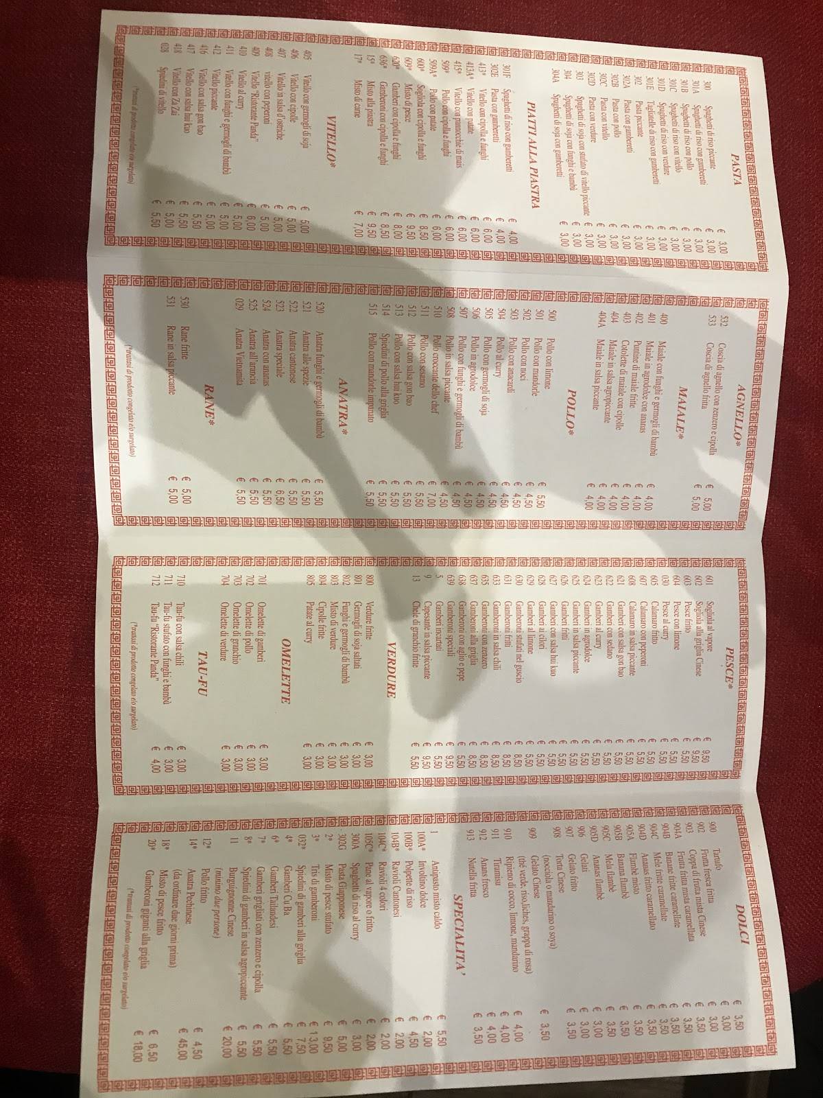Menu di Ristorante Cinese Panda 