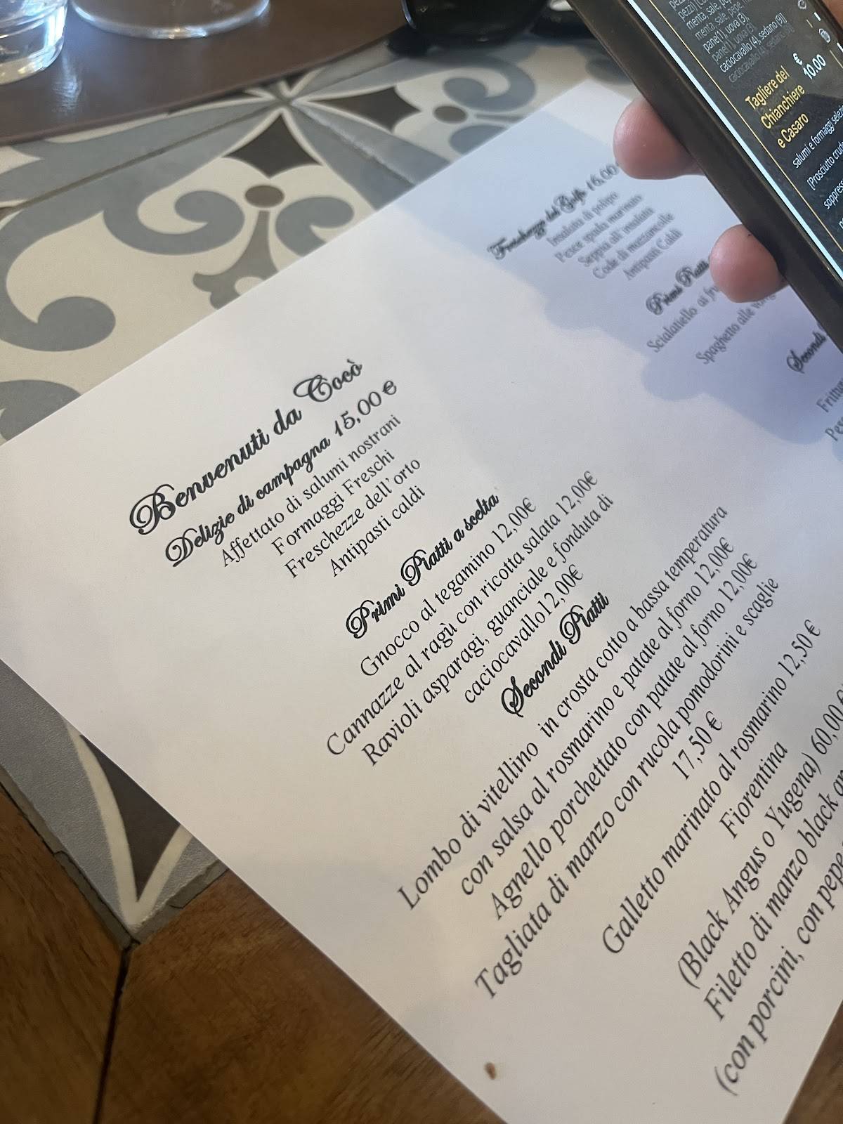 Menu di Ristorante Pizzeria Braceria Cocò 