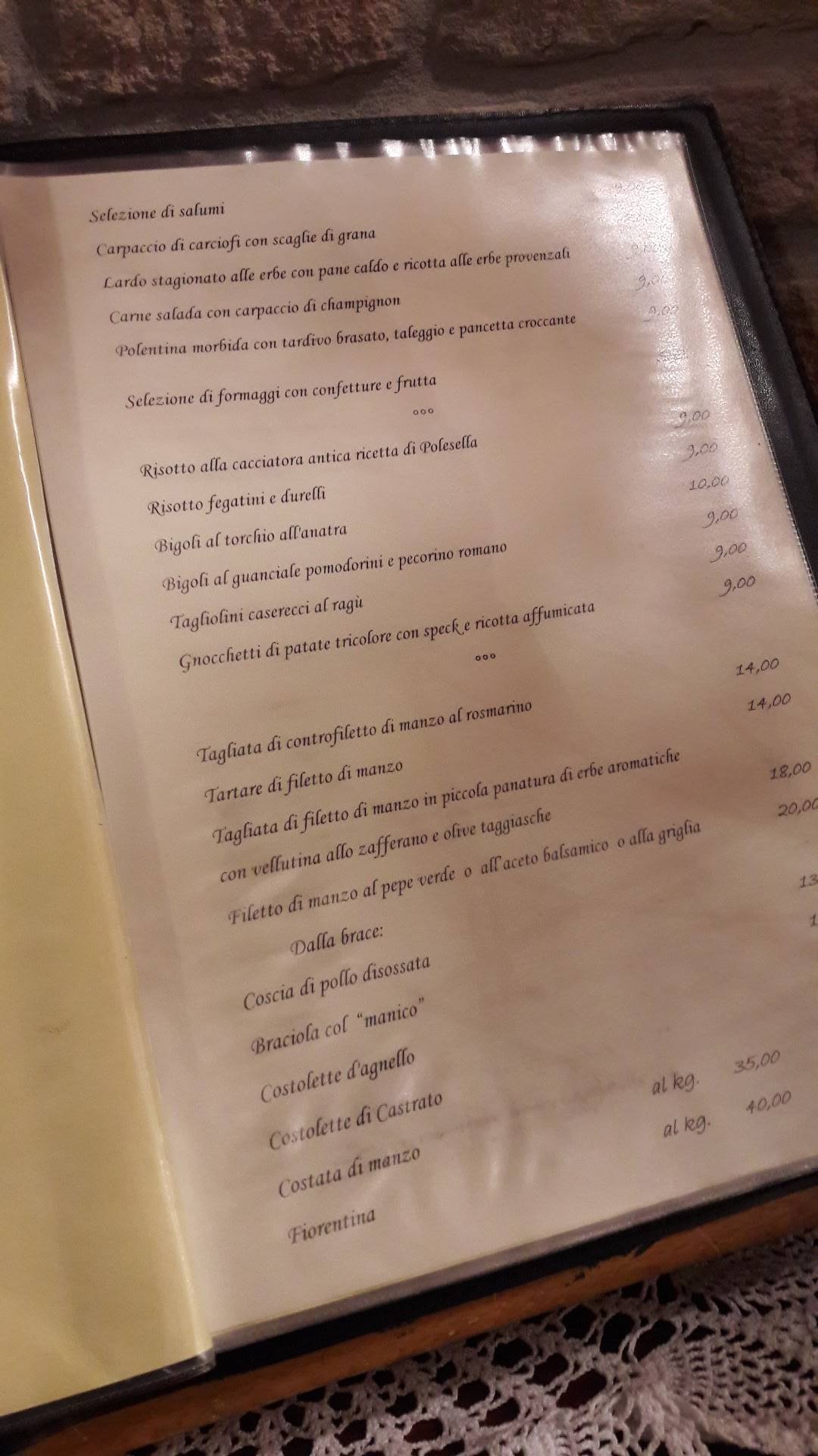 Menu di Cortevecchia 
