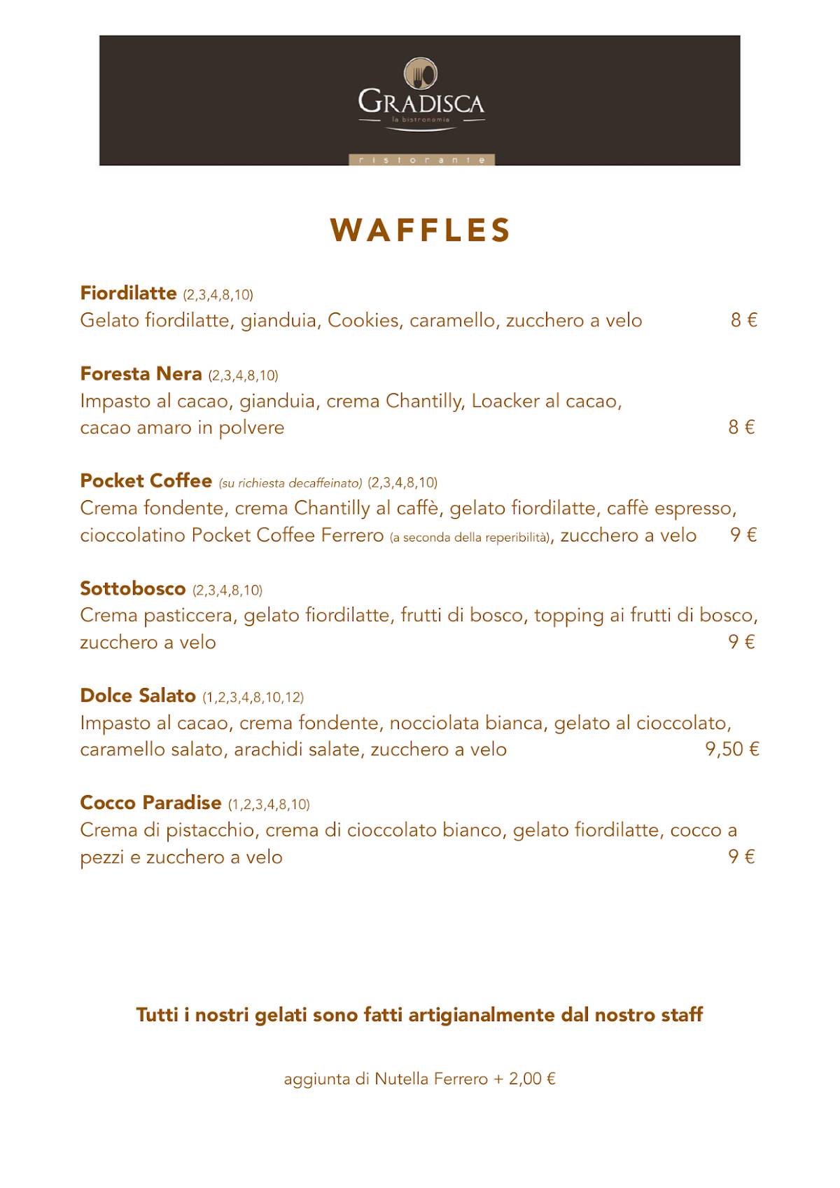 Menu di Ristorante Creperia Gradisca 