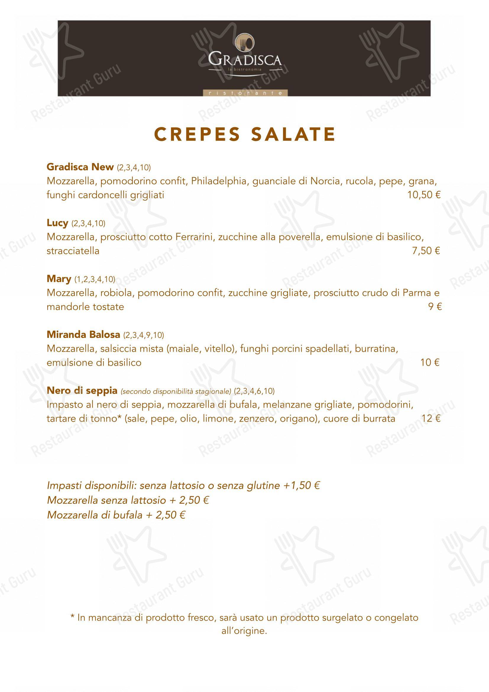 Menu di Ristorante Creperia Gradisca - Menu bar