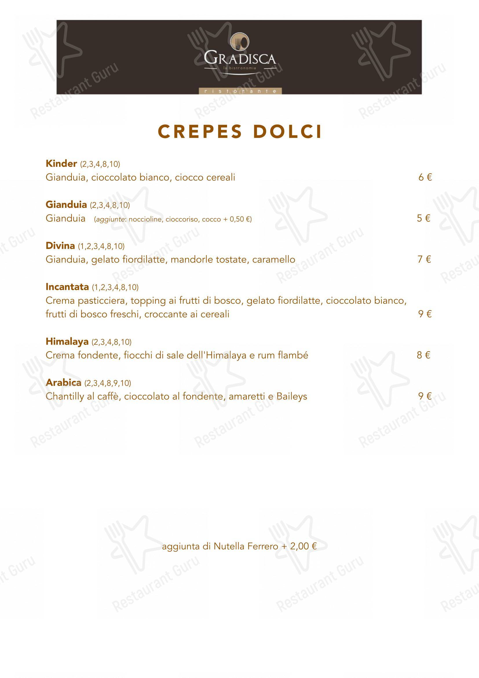 Menu bar per Ristorante Creperia Gradisca in Conversano