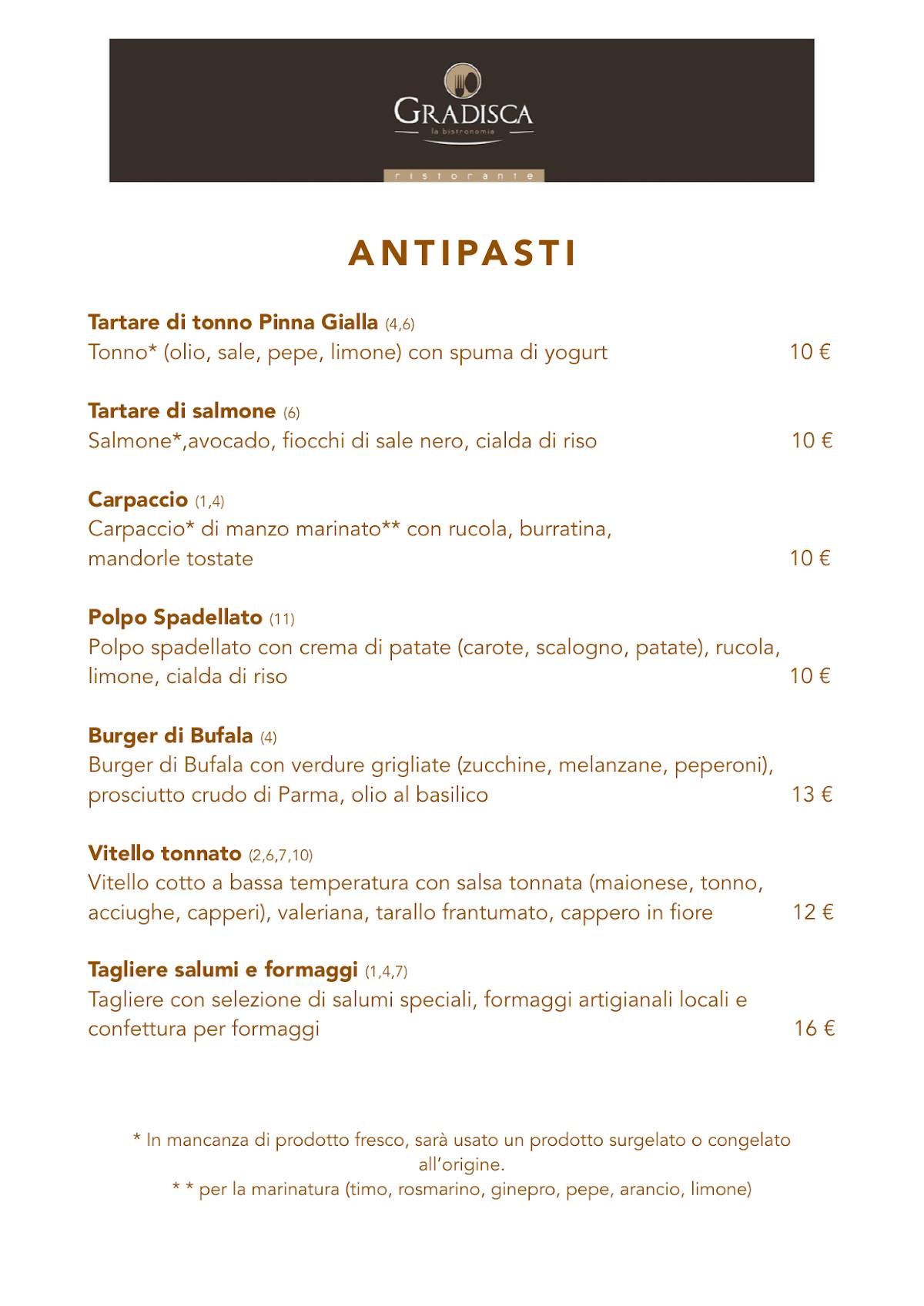 Menu di Ristorante Creperia Gradisca 