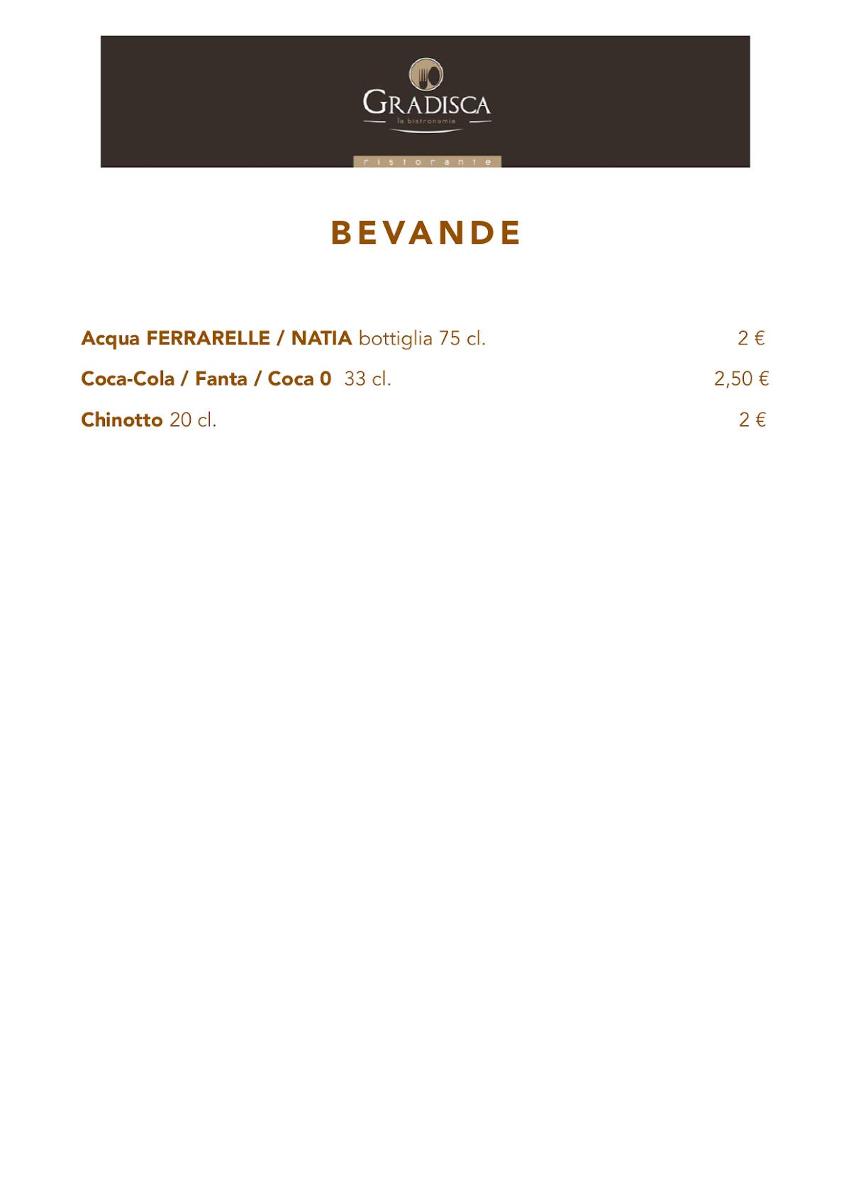 Menu di Ristorante Creperia Gradisca 
