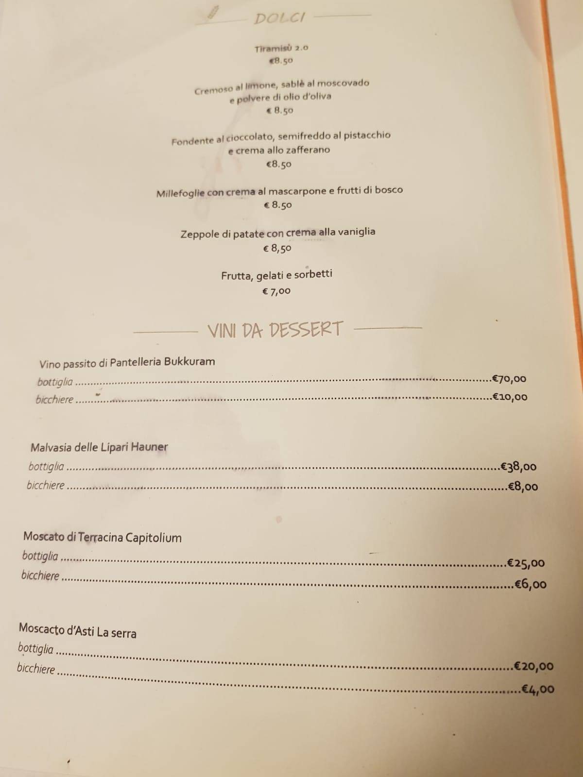 Menu di Ristorante Grano 
