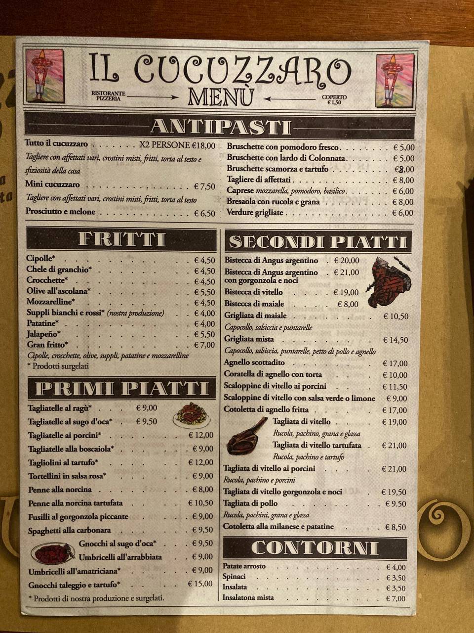 Menu di Ristorante Il Cucuzzaro 