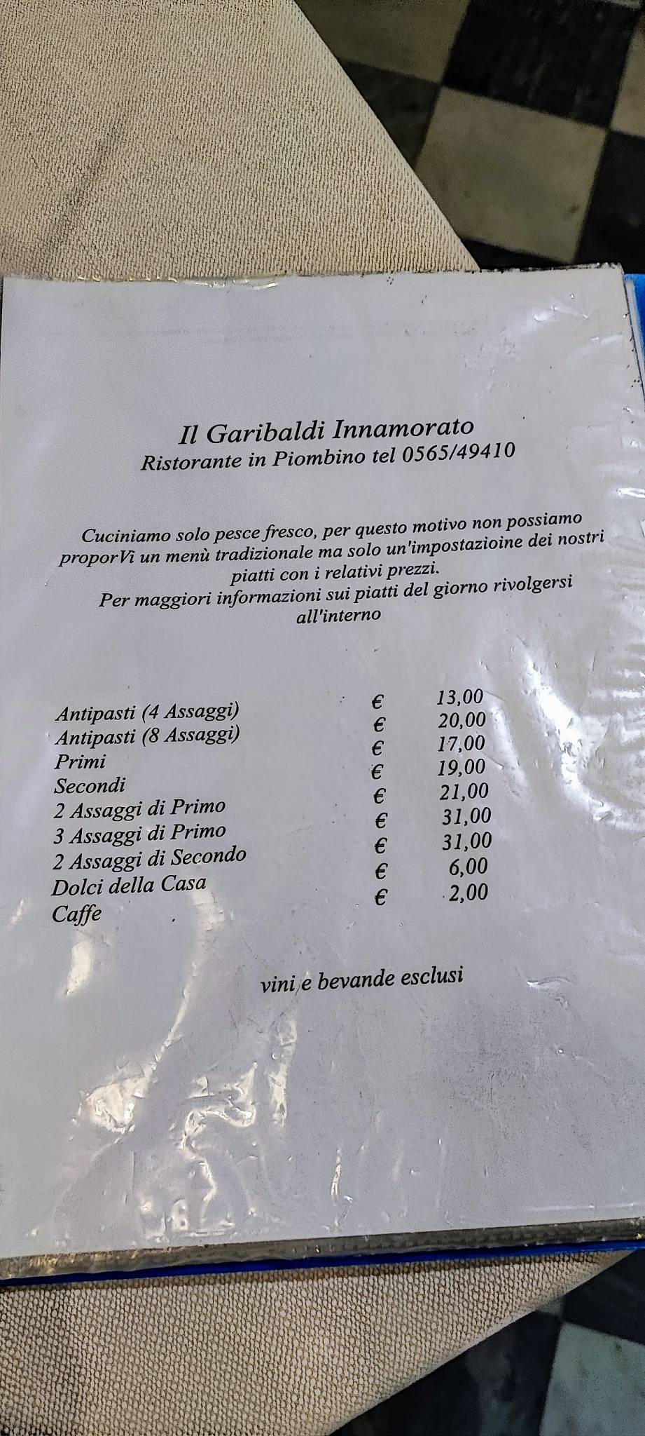 Menu di Ristorante Il Garibaldi Innamorato 
