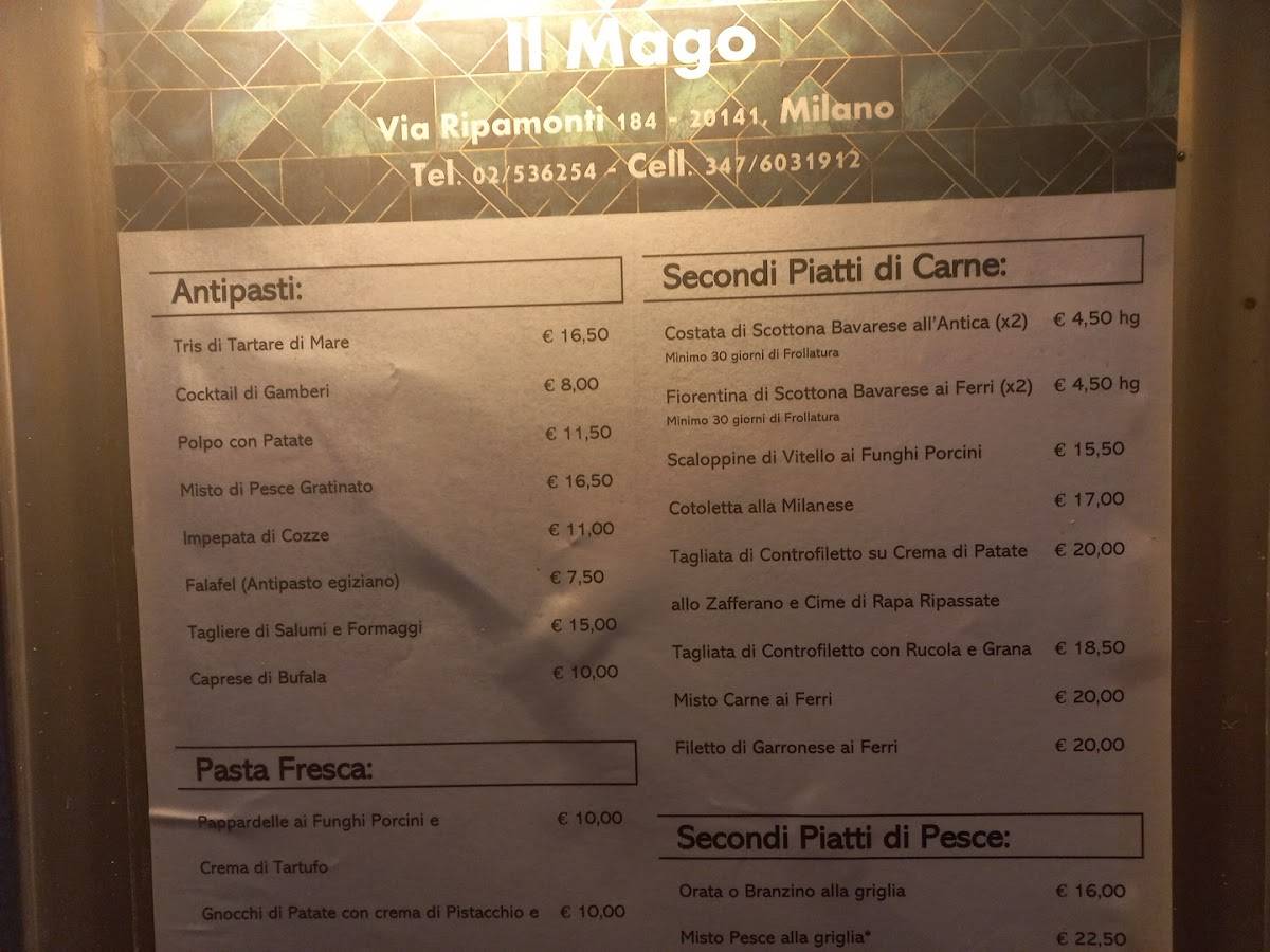 Menu di Il Mago 