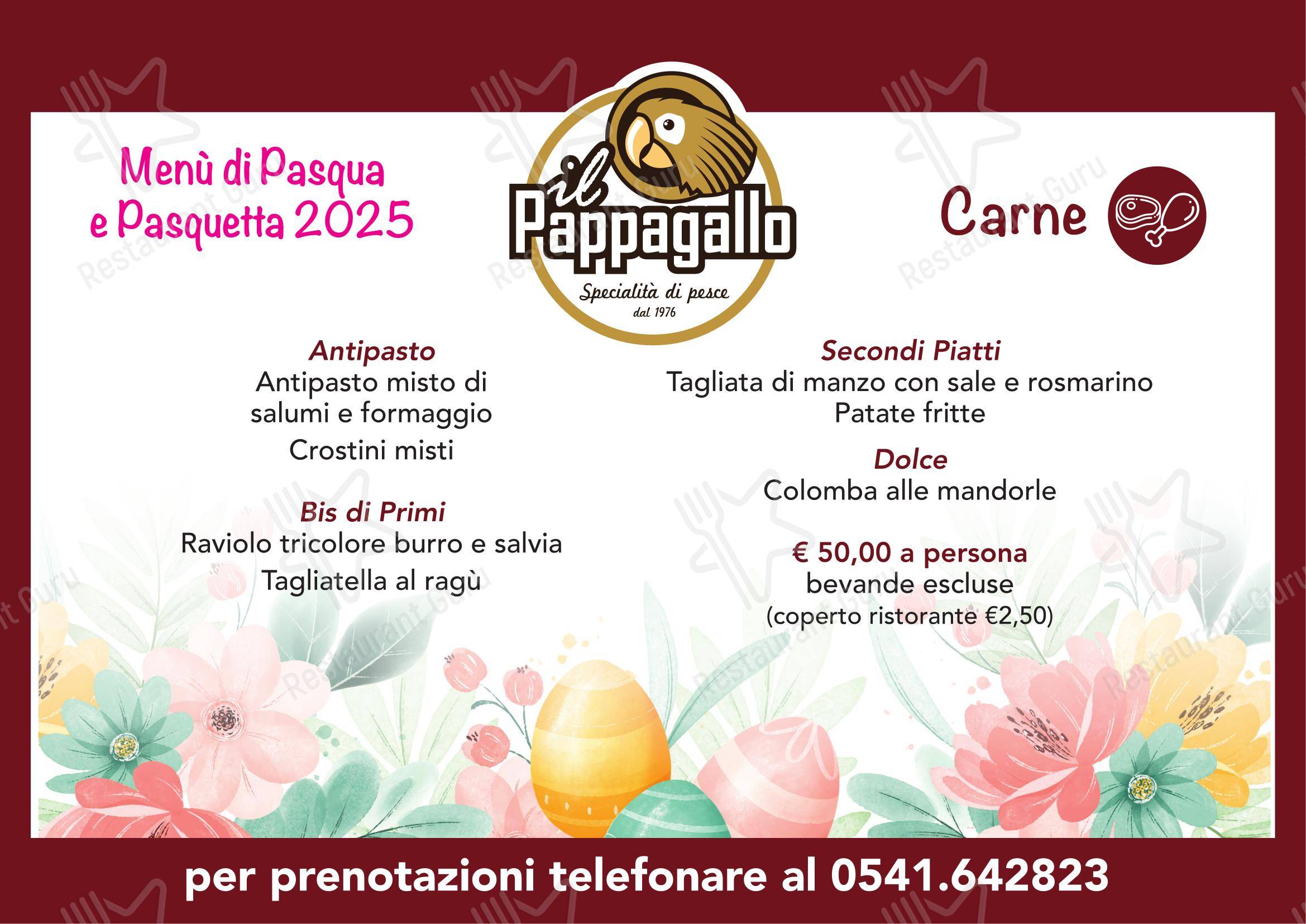 Menu per Ristorante Il Pappagallo riccione dal 1976 ristorante