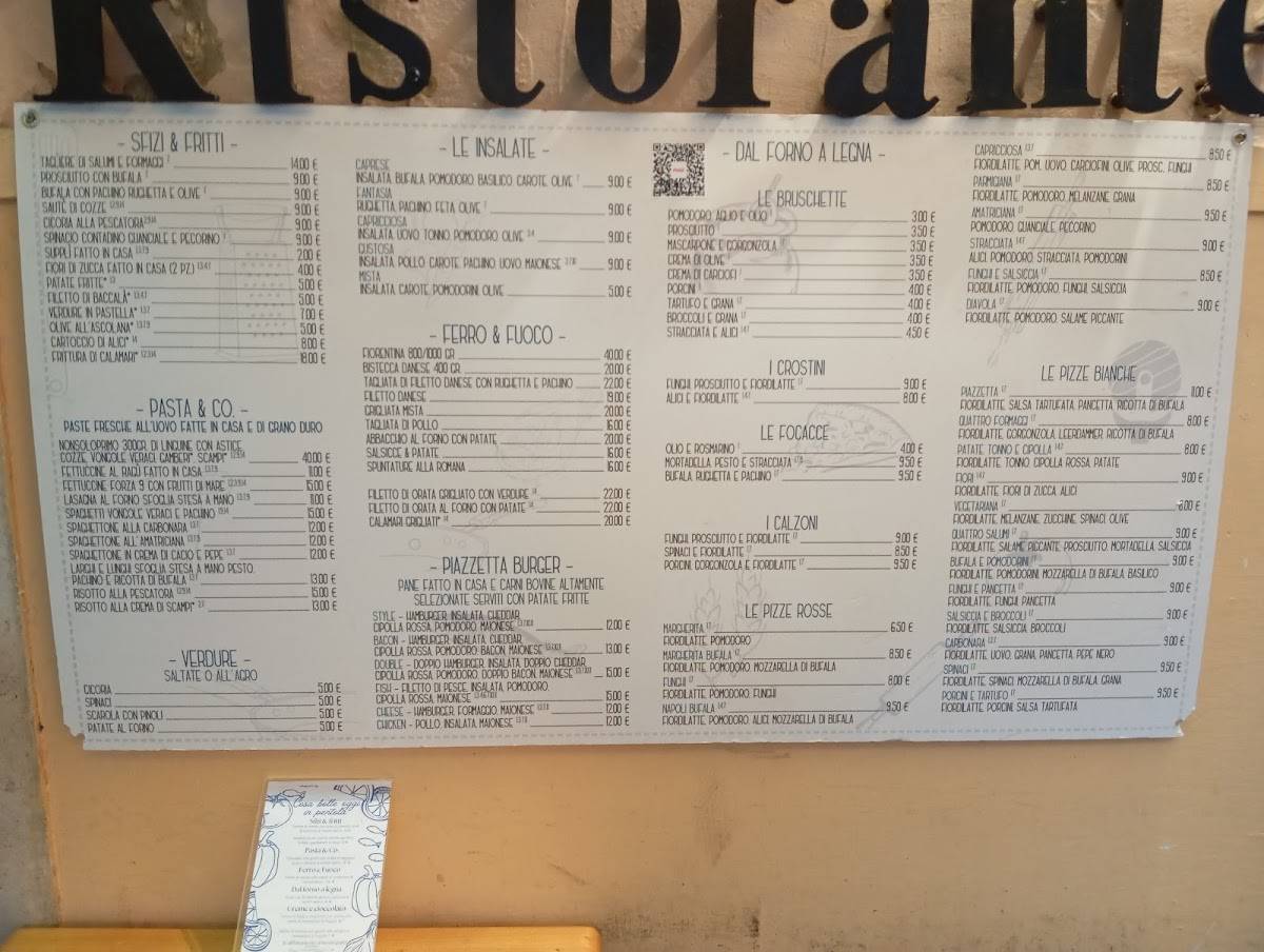Menu di Ristorante Pizzeria La Piazzetta De Trastevere 