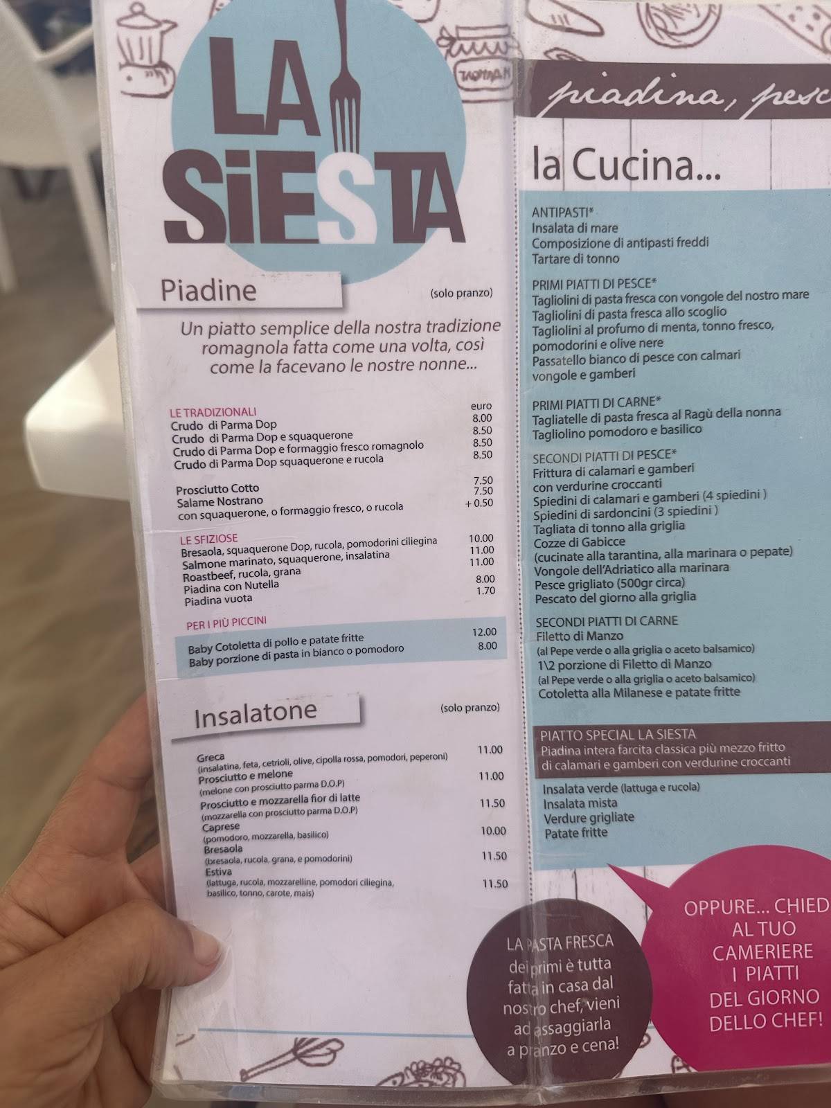 Menu di Ristorante La Siesta 