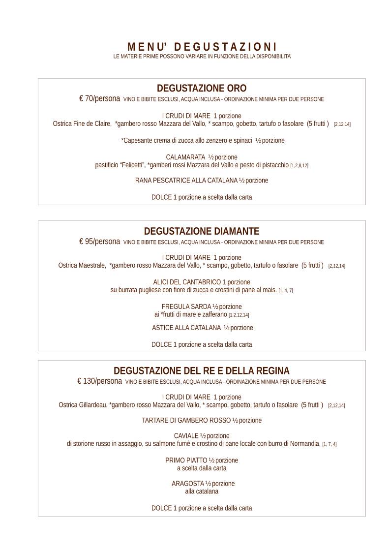 Menu di Maestrale ristorante pesce 