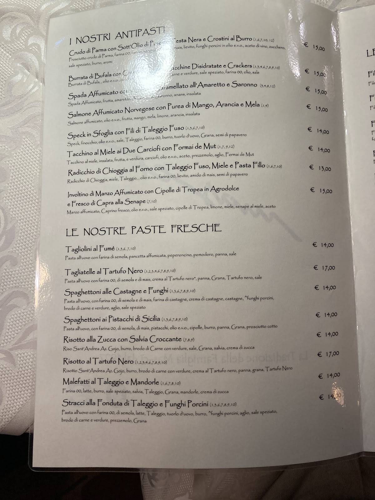 Menu di Ristorante Commercio Mas-cì 