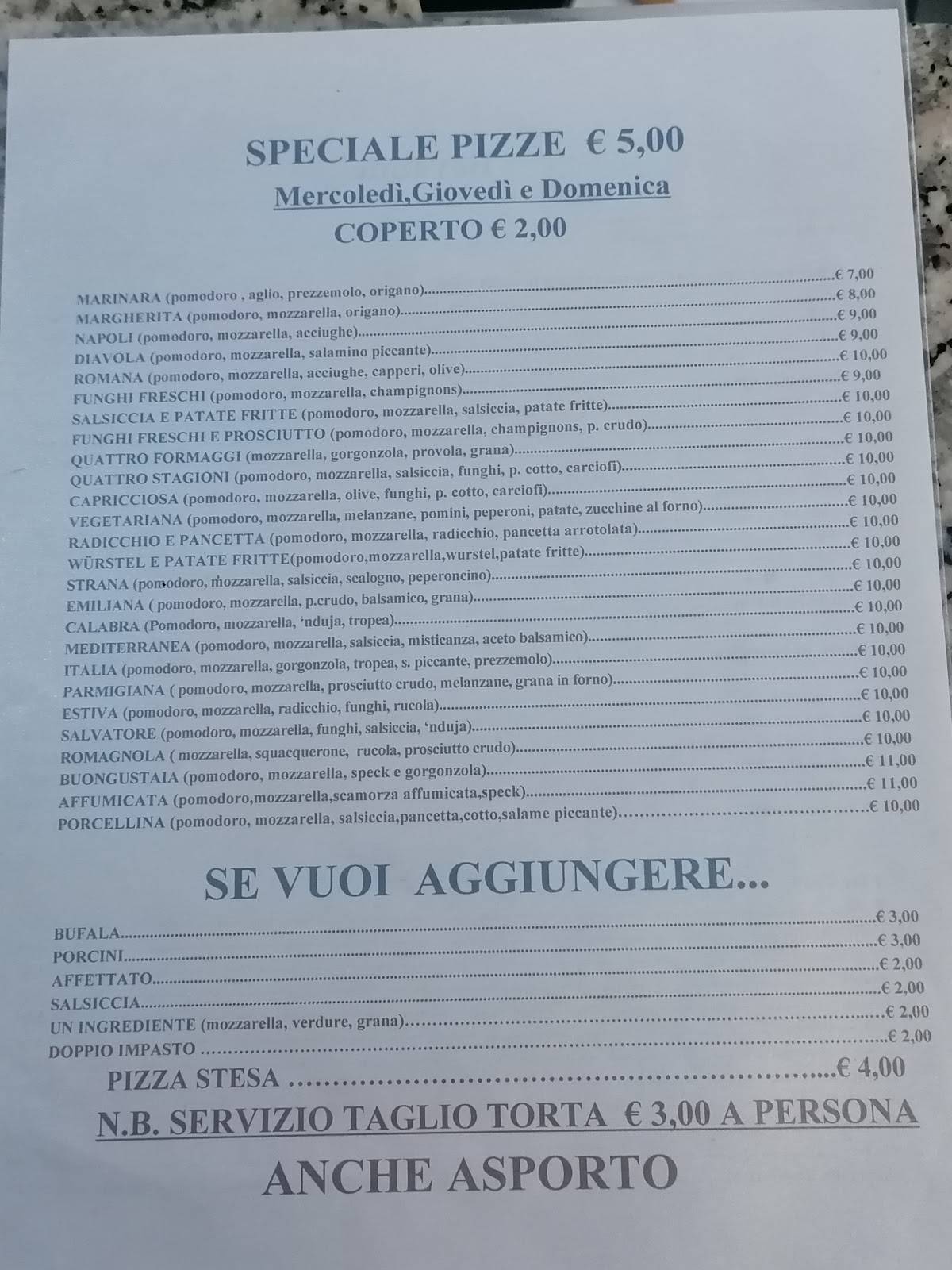 Menu di Ristorante Mazzoni a Cassanigo 