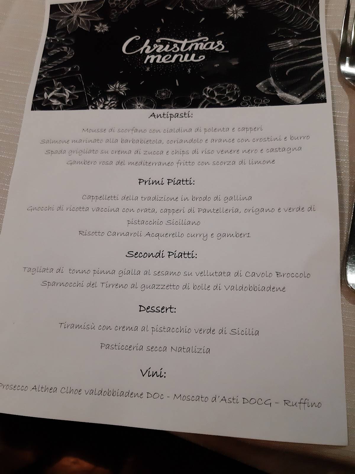 Menu di Ristorante Mirage 
