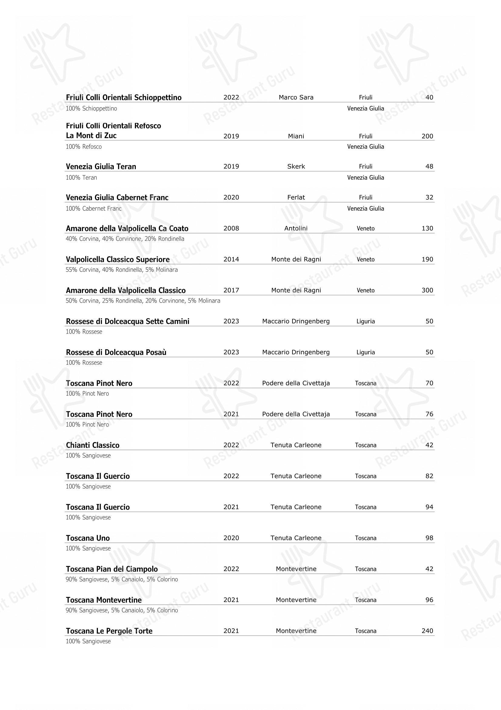 Menu di Ristorante Opera - Wine Menu