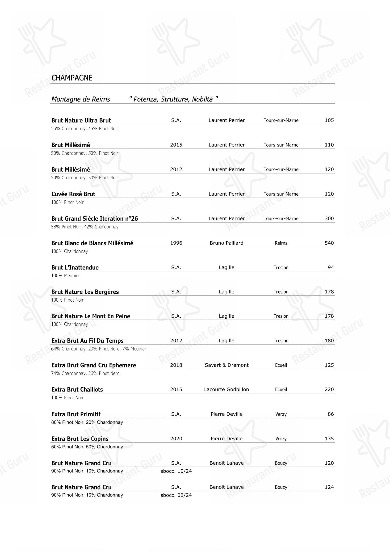 Wine Menu per Ristorante Opera in Torino