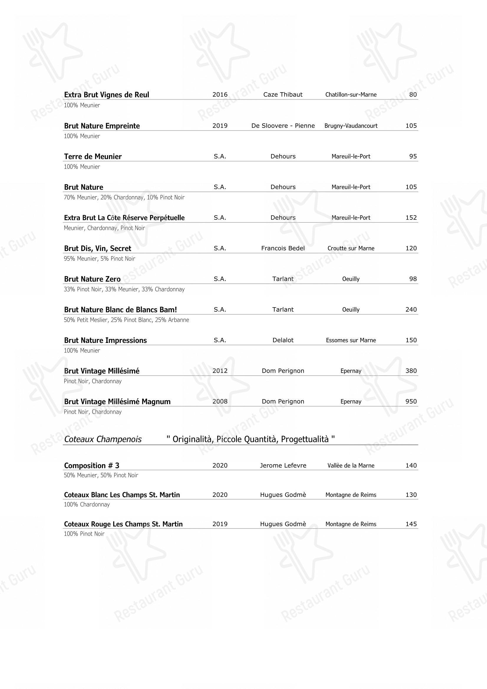 Wine Menu per Ristorante Opera in Torino