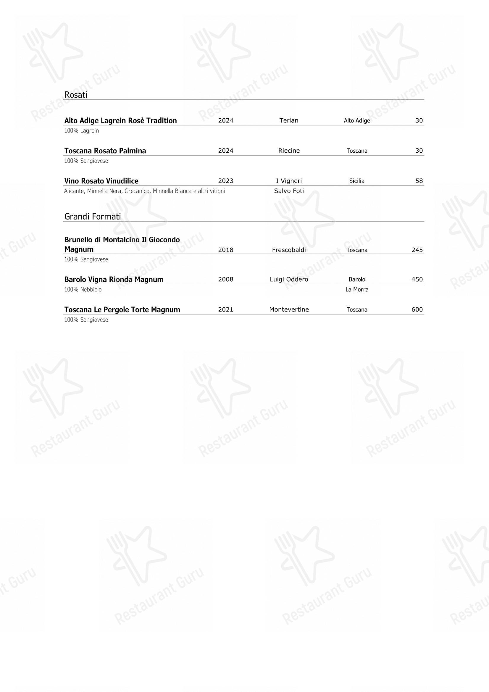 Wine Menu per Ristorante Opera in Torino