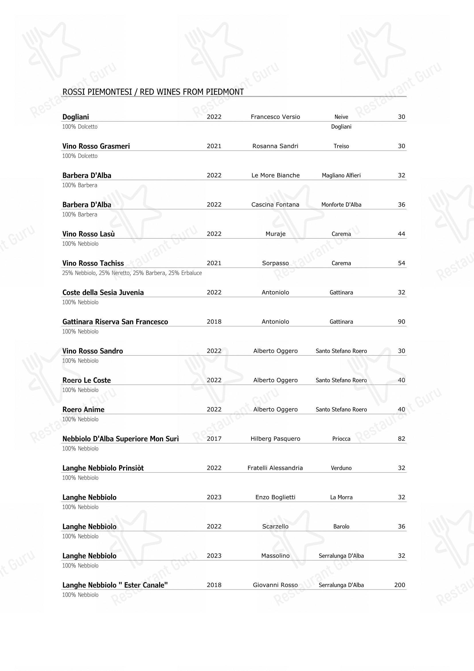 Wine Menu per Ristorante Opera ristorante